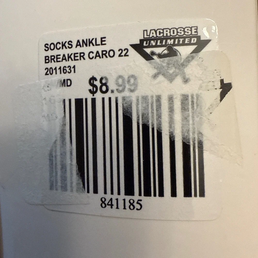 Lacrosse Unlimited crew socks ankle breaker field sock sm/med size 6-9